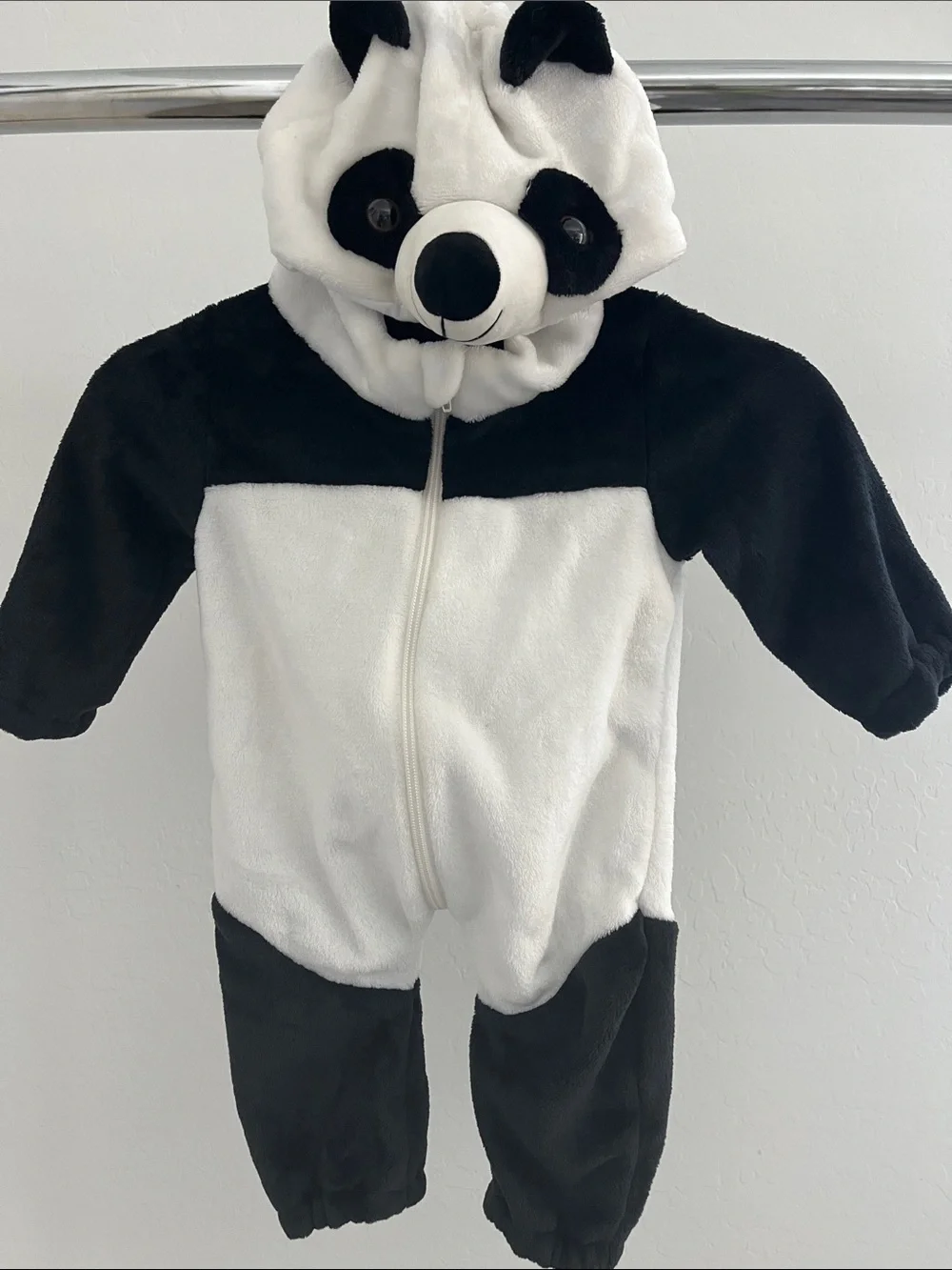 M&M'S Black & White Panda One-Piece Footie with Hood Size 6-12 months